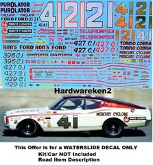 NASCAR DECAL #21 RONS FORD 1967 FORD GALAXIE CALE YARBROUGH 1/25 POWERSLIDE