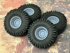 1/24 Scale: 15-Inch “Militia” Wheels W/ Huge 35-inch Mud Tires. Resin