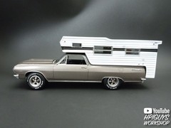 AMT1364 – 1965 Chevy El Camino Pickup With Camper 1/25 Scale Plastic Model Kit