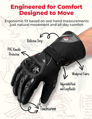 Winter Motorcycle Gloves, Rainproof Riding Warm Gloves with Touchscreen for Moto