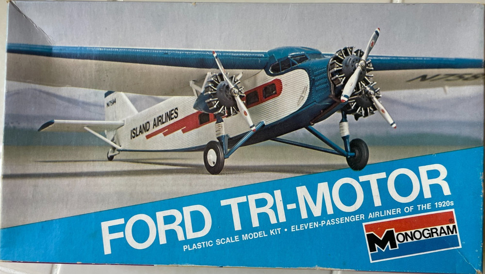 Monogram Ford Tri-Motor Model Kit #7592 – 1975 -Complete -Unassembled -VG box