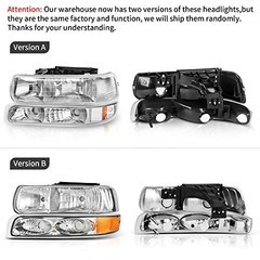 Headlight Assembly Compatible with Chrome Housing Amber Reflector Clear Lens