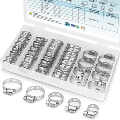 “40PCS Stainless Steel Hose Clamp Assortment 1/4”–1-1/8” Worm Gear Clamps Set”