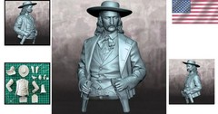 1/10 Scale Die-Cast Resin Bust Model Kit Wild West Cowboy Man Statue Unassemb…