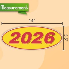 Oval Model Year Stickers, 12-Pack 2026 Red/Yellow