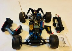 Collectible model racer O.S. car with O.S. Max model engine – unknown condition
