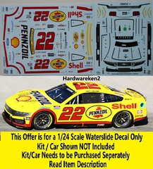 NASCAR DECAL #22 PENNZOIL SHELL 2024 FORD MUSTANG CHAMPION JOEY LOGANO 1/24