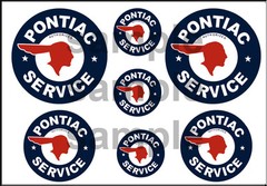 VINTAGE STYLE 1 3/4 AND 1/2 INCH PONTIAC SERVICE DIRAMA GARAGE DECAL STICKER