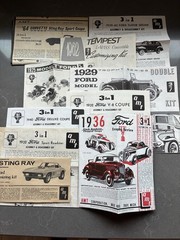 Vintage 20’s-60’s AMT/ Monogram, Etc. Model Kit Instructions Lot of 22 w Decals