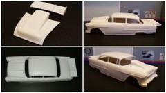 Resin Rear Spoiler & Outlaw Hood Combo for ’55 Chevy Bel Air Sedan 1/25.