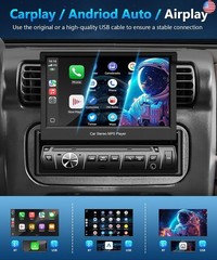 Car Stereo 7 inch Single Din Touch Screen Bluetooth Radio with Flip Out Carplay