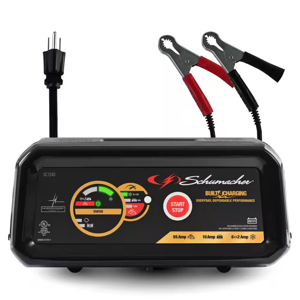 6A Car Battery Charger and Maintainer, 55A Engine Starter, 10A Boost, 6/12V for