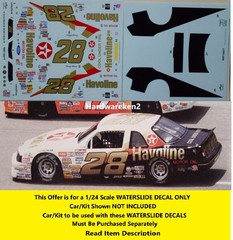 NASCAR DECAL #28 HAVOLINE 1987 FORD THUNDERBIRD DAVEY ALLISON – 1/24
