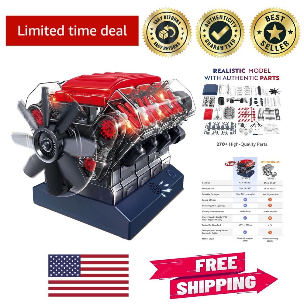 STEM V8 Combustion Engine Model Kit for Adults & Kids – 270 Pieces to Inspire