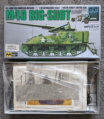VTG 1980s MITSUWA 1:48 M40 TANK BIG SHOT MODEL KIT 953 MOTORIZED STARTED COMPLET