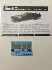 Model Car Parts – Revell Dom’s ’71 Plymouth GTX instructions & decals ONLY 1/24
