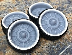 Resin 22 Scale In. Cadillac Resto-mod Wheels, W/Bullets And Whitewalls,1/24 1/25