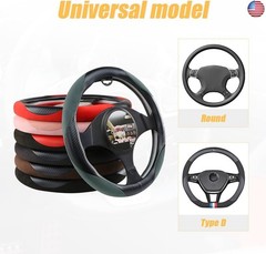 Steering Wheel Cover for Women and Men, Carbon Fiber Plush Steering Wheel Cover