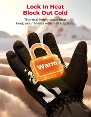 Winter Motorcycle Gloves, Rainproof Riding Warm Gloves with Touchscreen for Moto