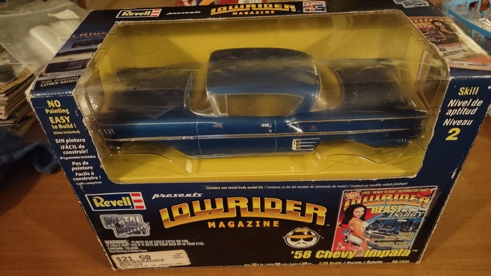 REVELL METAL BODY “58 CHEVY IMPALA LOWRIDER MAGAZINE 1/25 MODEL CAR NEW BOX