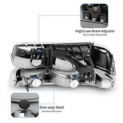 Headlight Assembly Compatible with Chrome Housing Amber Reflector Clear Lens