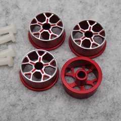 4pcs Custom MINI 4WD Aluminum Low Profile Wheels Black/Silver 94992 Red