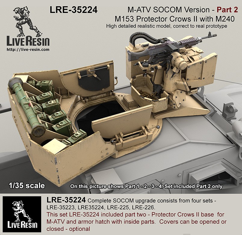 Live Resin 1/35 M-ATV SOCOM Version Upgrade Set Pt.2 – Protector Crows II Base