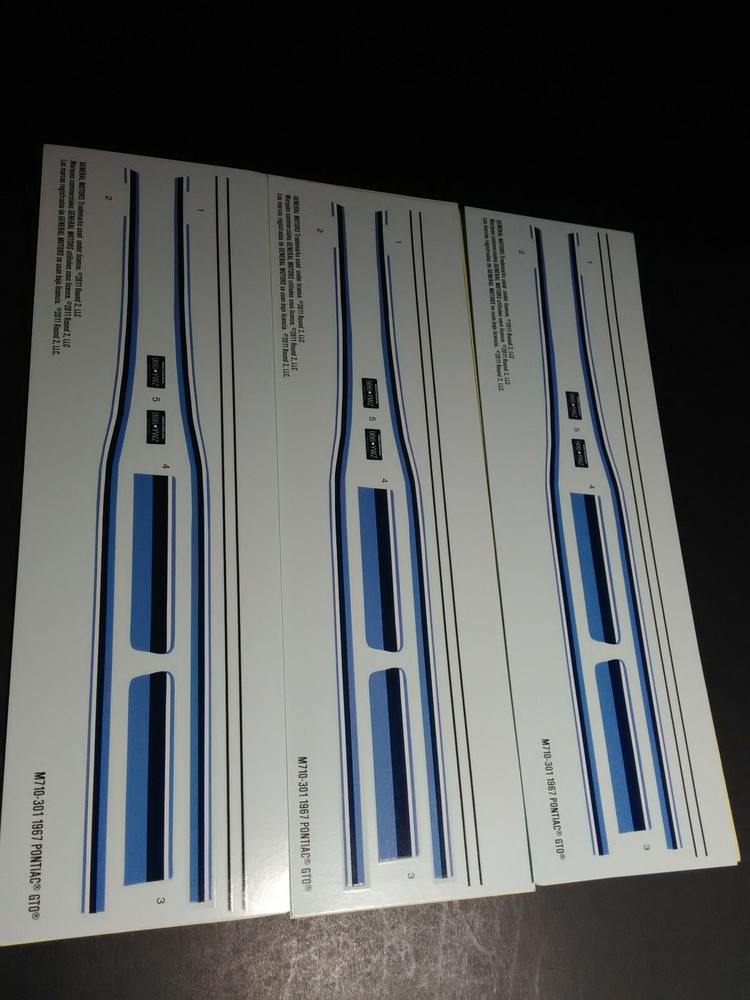Lot of 3 1967 GTO Pontiac 1/25 Waterslide Decal Sheet Michigan license plates
