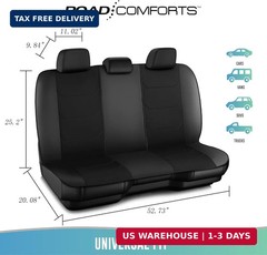 Road Comforts Car Seat Cover Full Set, Leather Mesh Seat Covers, Airbag Compatib