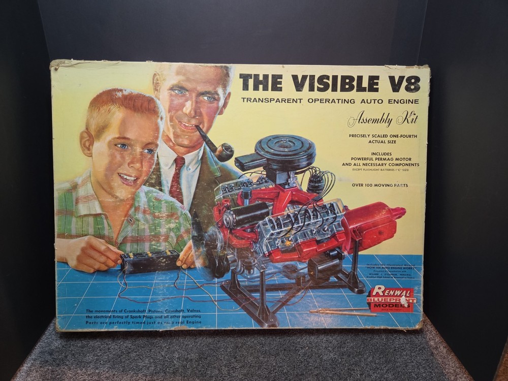 1960 Renewal NO. 802 The Visible V8 Engine ASSEMBLY Kit -IN ORIGINAL BOX -AS IS