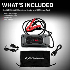 Rugged 1500A Lithium Car Battery Jump Starter and Portable Power Pack, 12V for P