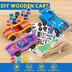 Wooden Race Car Craft Kit – 4 Small DIY Toys for Kids Boys Girls Ages 8+