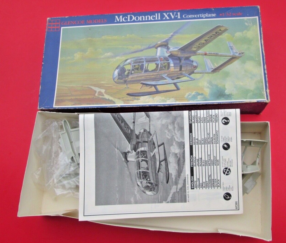 Glencoe 1/32 #05201 McDonnell XV-1 Convertiplane US Army USAF unbuilt model kit