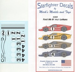 1/43 Starfighter Decals 4300 Ford GT Mk IV 1967 LeMans 24h winner