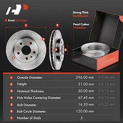 11.65 inch(296 mm) Disc Brake Rotors + Ceramic Pads Kit Front Vented