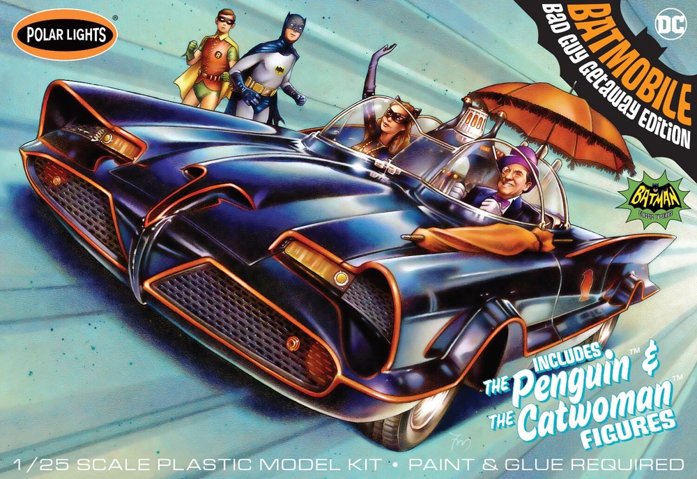 SKILL 2 MODEL KIT 1966 BATMOBILE W/CATWOMAN & PENGUIN 1/25 POLAR LIGHTS POL998