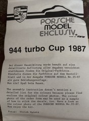 Starter Exclusive Porsche 944 Turbo Cup PMC 1987 Resin Car Kit 1:43 France