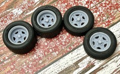1/24 Scale: 15-inch “Keystone Star Spoke” Resin Wheels W/ Wide Rear Tires