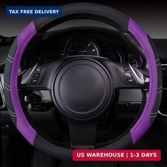 CAR PASS Line Rider Microfiber Leather Sporty 14.5-15 inch Steering Wheel Cover