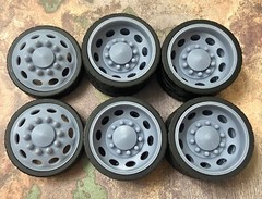 Resin 1/24 Scale: 32-inch “Oval Hole Alcoa”Semi Truck Wheels W/Low Profile Tires