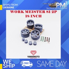 Yamamoto YMPRIM6 1/24 Wheels WORK MEISTER S1 2P 18inch 5 NUTS, ADAPTERS, DECALS