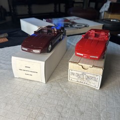 Lot of 2 Corvette Convertibles Promo Cars, 1988 Maroon And 1990 Red Ertl