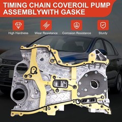 Oil Pump Timing Chain Cover with Gasket for 1.4L Chevy Cruze 2011-2015, Chevy