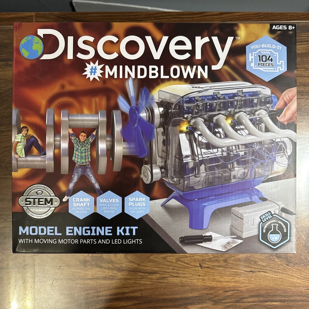 Discovery Mindblown Model Engine Building Kit 4 Cylinder Combustion Open Box NEW