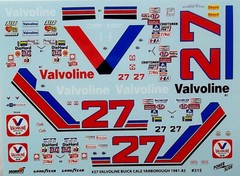 NASCAR DECAL #27 VALVOLINE 1981 or 1982 BUICK REGAL CALE YARBROUGH 1/24