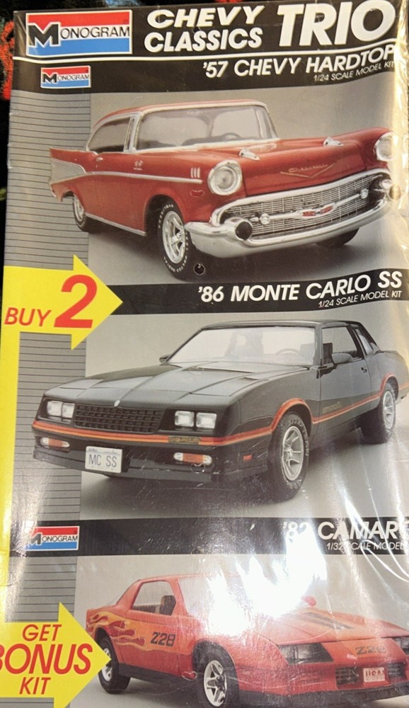 Monogram Chevy Classics TRIO Car BELAIR, MONTE CARLO & CAMARO 1:24 6097