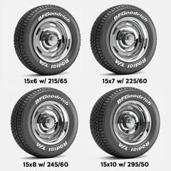 1/25 Resin 15 inch GM Rallye Wheels, BFGoodrich Radial T/A Tires, and Brake Set