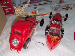 AMT ORIGINAL VINTAGE RARE DOUBLE 3 IN 1 DRAGSTER KIT TROPHY SERIES T-161 AS IS
