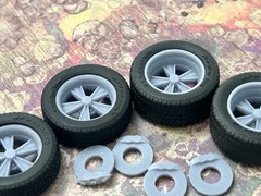 1/24 Scale: 17-inch “Hurst” wheels W/ Wide Rear Tires; Resin 1/25