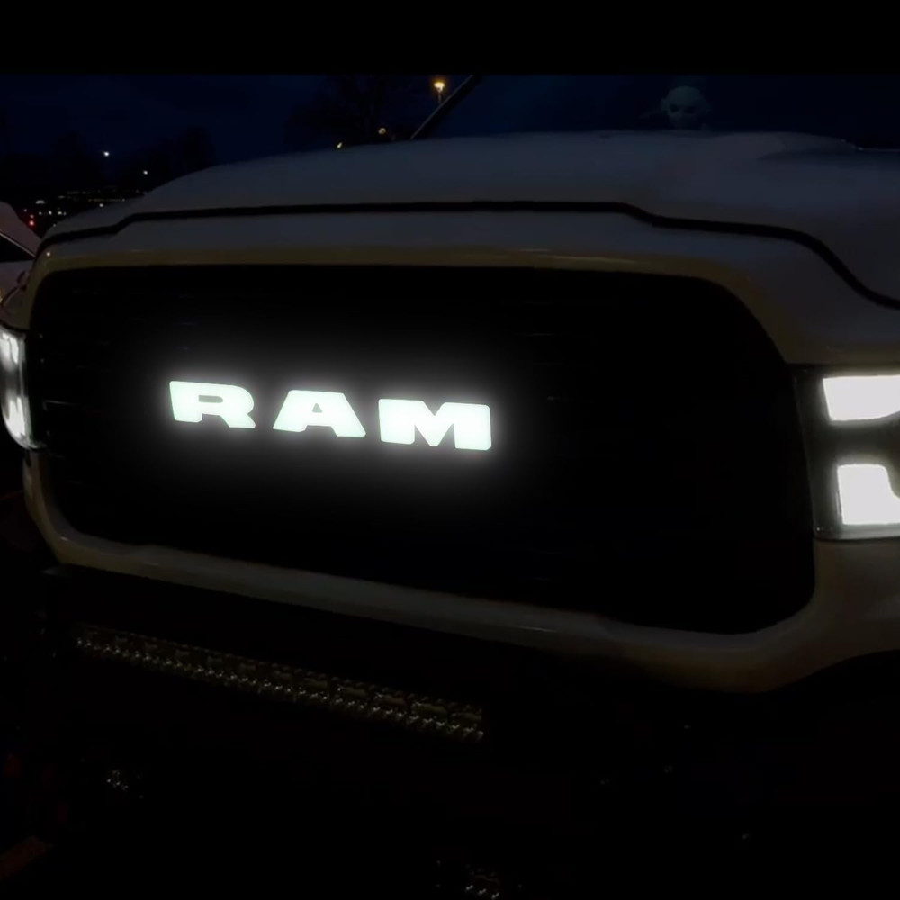 2019–2023 RAM 1500 Chrome Front Grille Emblem – White LED Lighted Badge